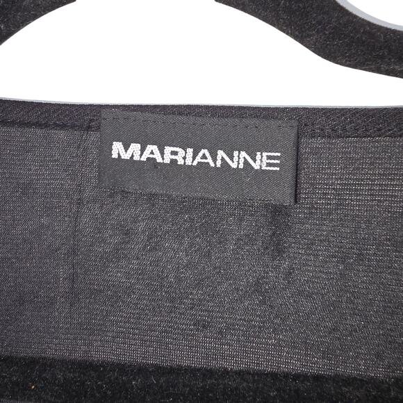 Marianne Black Sheer Beaded Fringe Top S Vintage 90s Boho Bell Sleeves - Picture 9 of 10